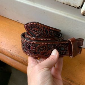 Hand carved vintage leather belt